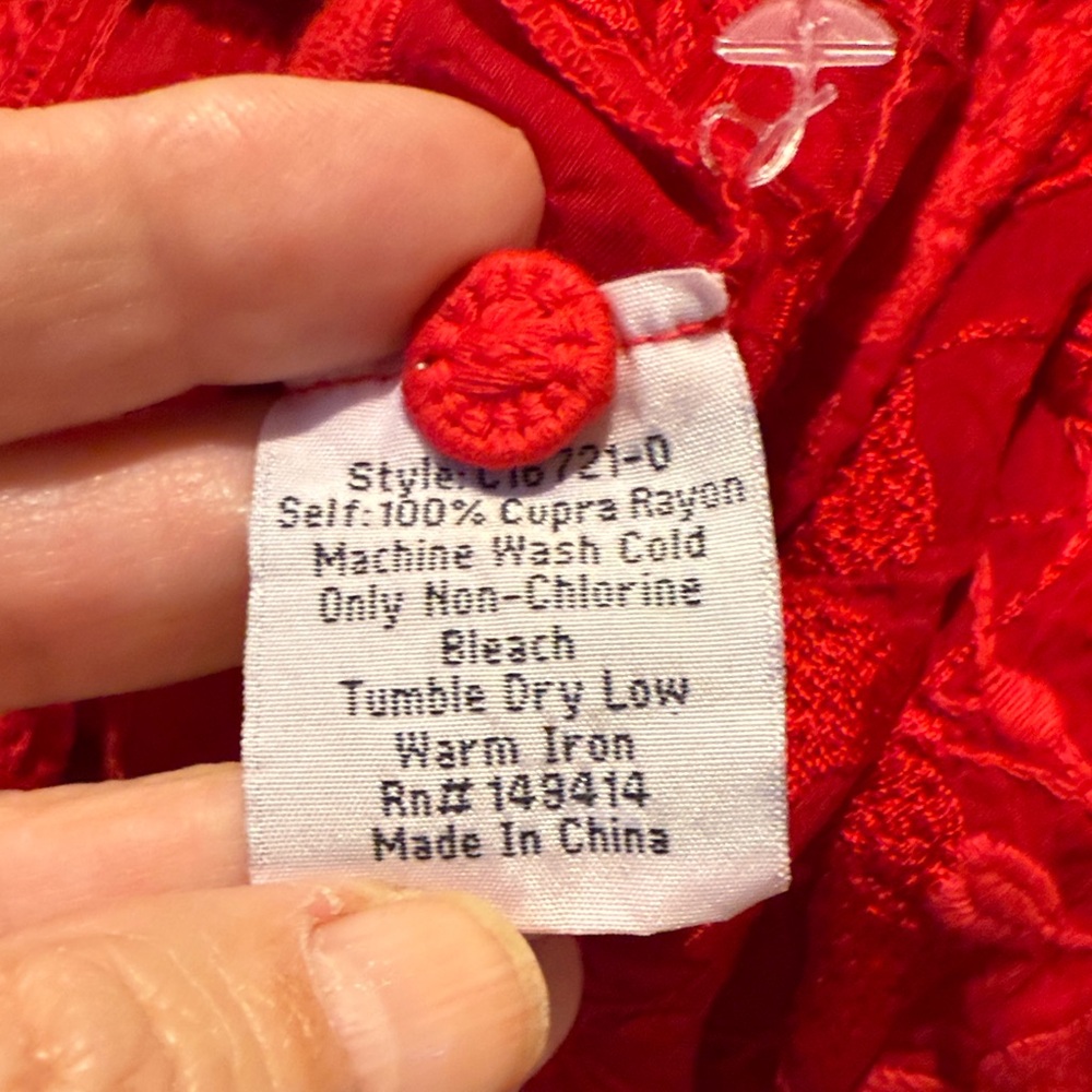 Johnny Was Red Embroidered Ruffle Front Blouse - Picture 7 of 11